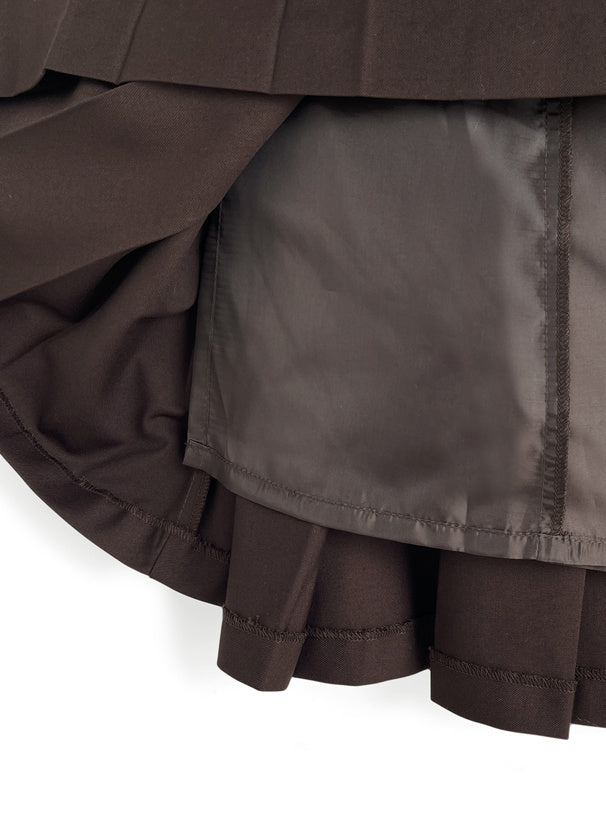 日本直送 [預購] 格仔恤拼接連身裙 (啡 ブラウン)