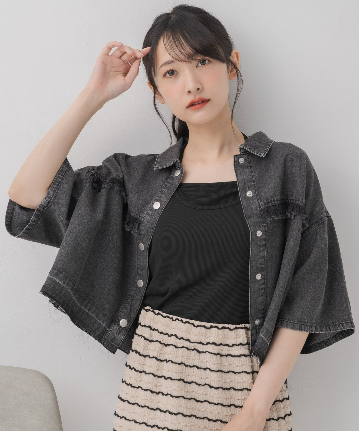 日本直送 [預購] 前後流蘇·牛仔恤衫 ◍ 2色入