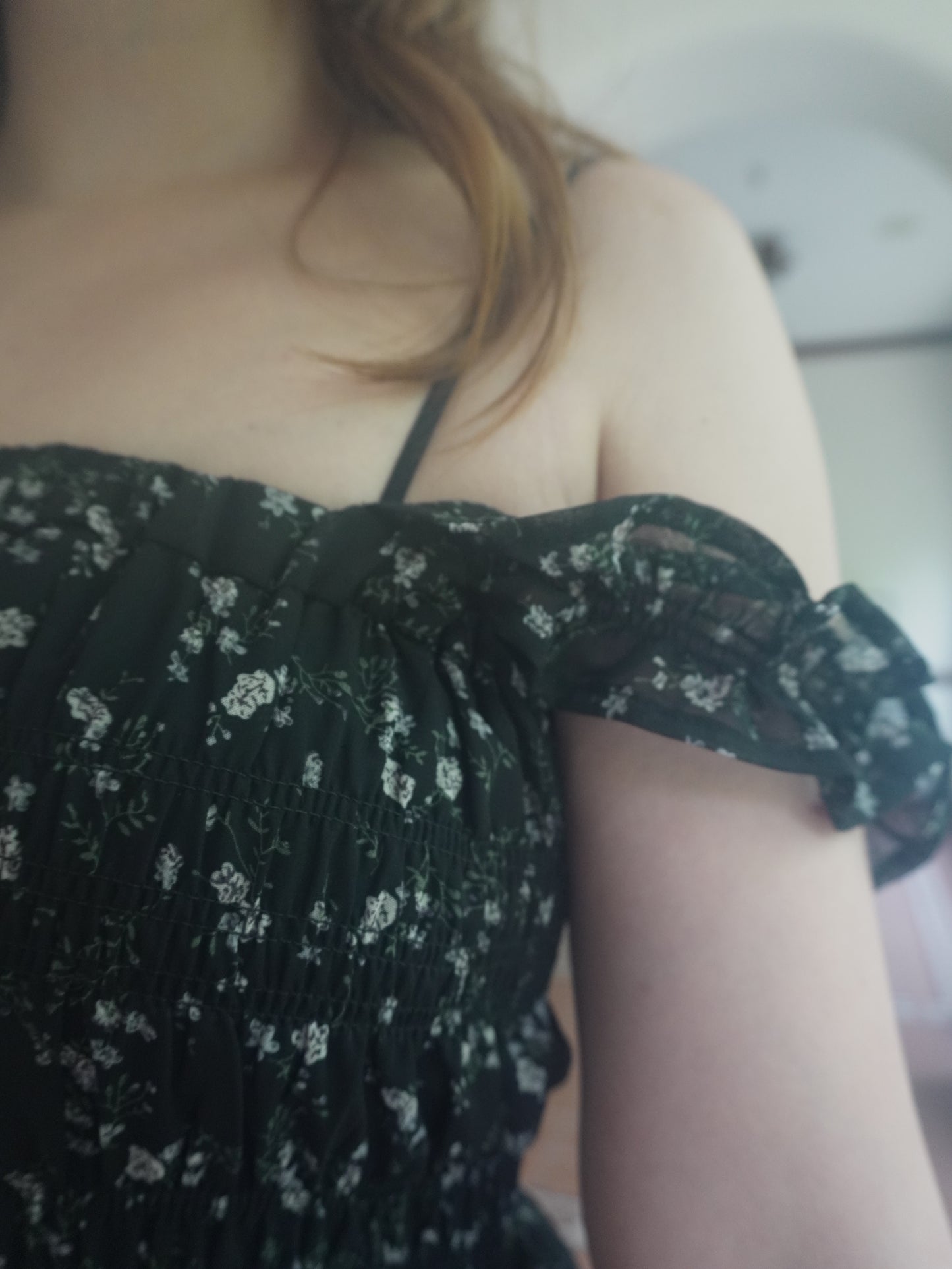 日本直送 [預購] 輕盈雪紡·碎花吊帶裙 (黑 ブラック)