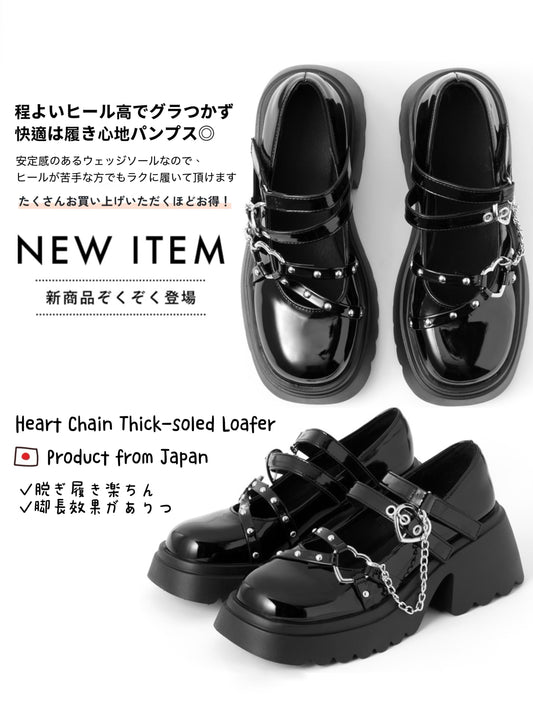 日本直送 [預購] 厚底·心心扣布革樂福鞋