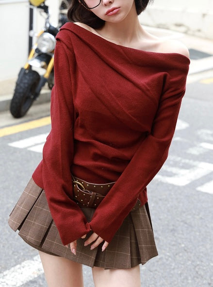 日本直送 [預購] 100度輕盈親膚☁️ 露肩針織上衣 ◍ 4 色入