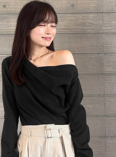 日本直送 [預購] 100度輕盈親膚☁️ 露肩針織上衣 ◍ 4 色入