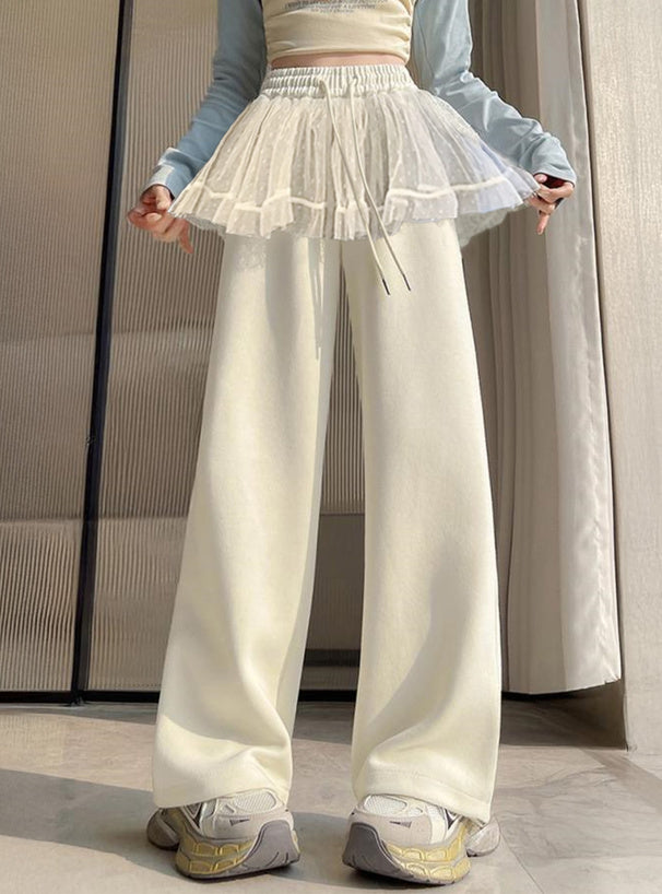 日本直送 [預購] Dot圍紗拼接☁️棉料長褲 ◍ 3色入