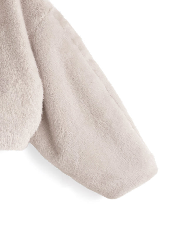 日本直送 [現貨/ 預購] 皮革蝴蝶結౨ৎ毛毛保暖外套 ◍ 3色入