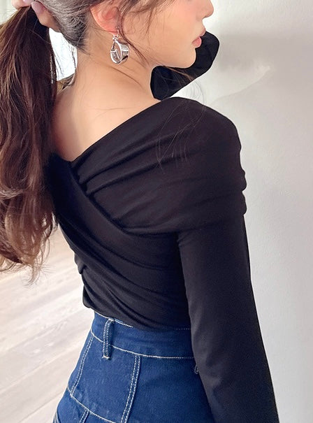 日本直送 [預購] 顯瘦瘦·交叉領口針織上衣 ◍ 3色入