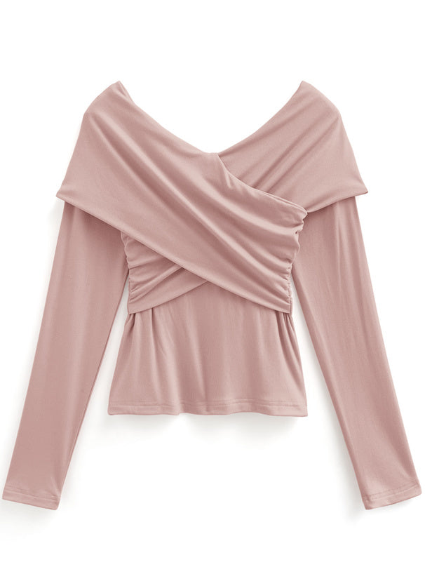 日本直送 [預購] 顯瘦瘦·交叉領口針織上衣 ◍ 3色入