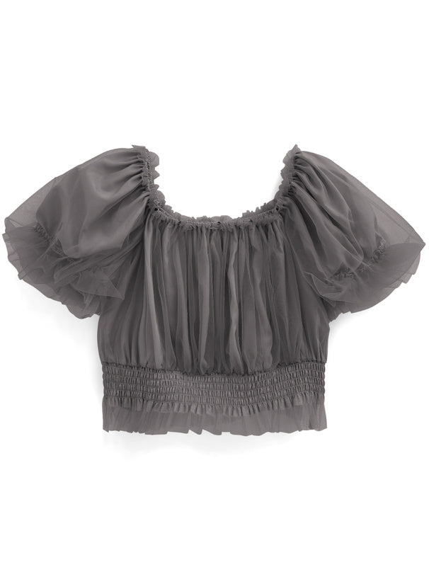 日本直送 [預購] 泡泡袖·方領紗紗上衣 ◍ 4色入