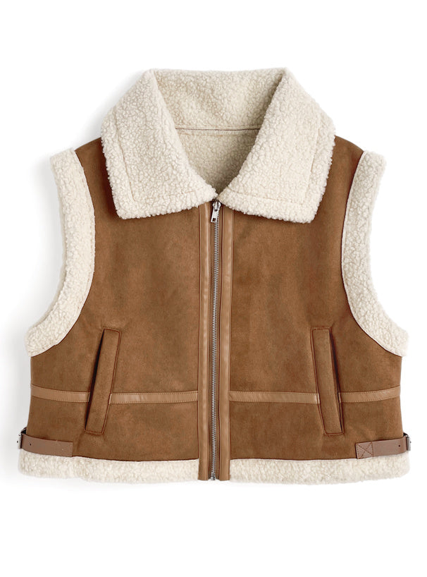 日本直送 [預購] 絨面·彷羊皮保暖背心 ◍ 2色入