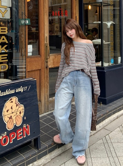 日本直送 [預購] 條紋輕薄·柔軟針織上衣 ◍ 3色入