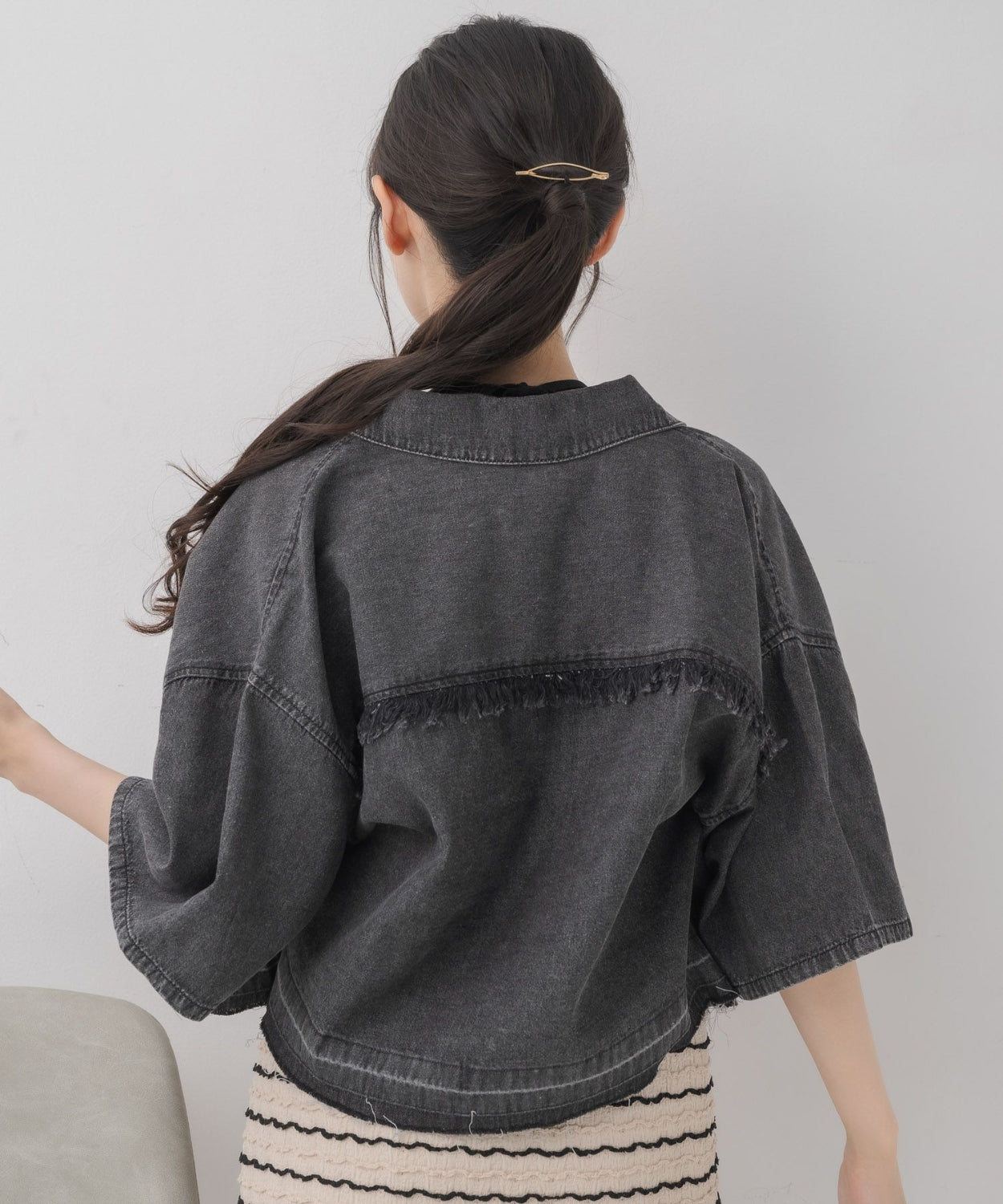 日本直送 [預購] 前後流蘇·牛仔恤衫 ◍ 2色入