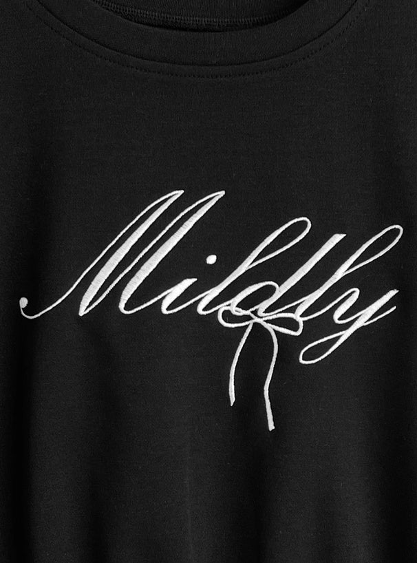 日本直送 [預購] 刺繡౨ৎ文字Logo 紗紗下擺·拼接棉料上衣 ◍ 2色入