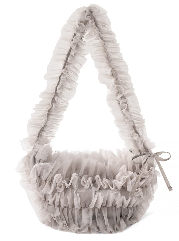 日本直送 [預購] 輕·蓬鬆紗紗皺褶౨ৎ 肩袋 ◍ 4色入