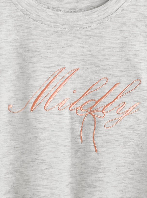 日本直送 [預購] 刺繡౨ৎ文字Logo 紗紗下擺·拼接棉料上衣 ◍ 2色入