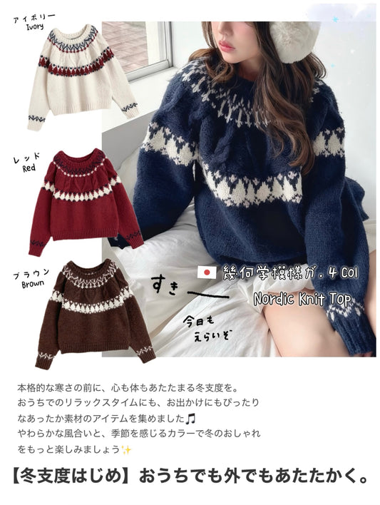 日本直送 [預購] 民族pattern針織🧶毛衣 ◍ 4色入