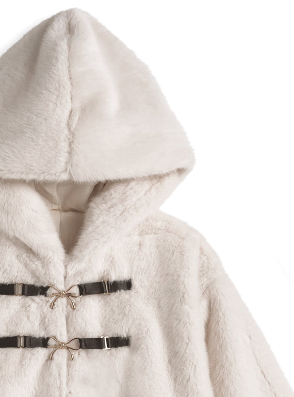 日本直送 [預購] 蝴蝶౨ৎ鈕扣·帶帽·保暖毛毛外套 ◍ 2色入