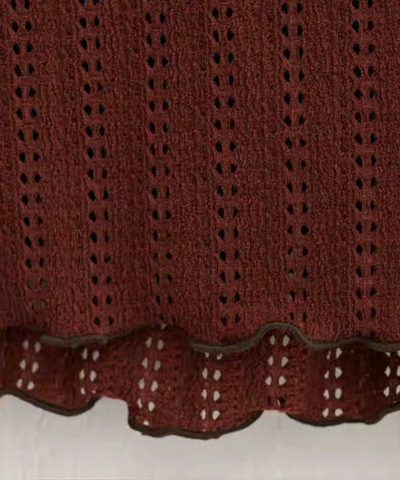 日本直送 [現貨] 拼色木耳邊·鏤空針織上衣 ◍ 2色入