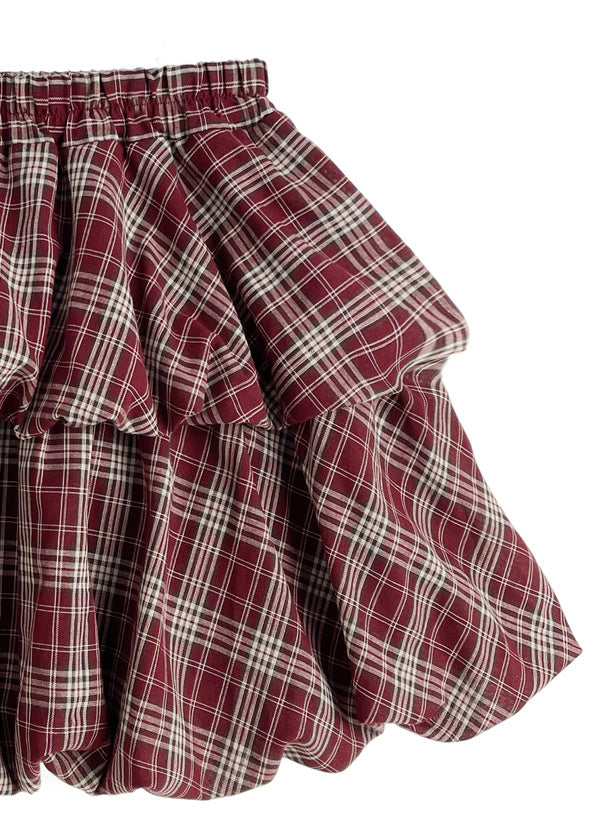 日本直送 [預購] 50% 棉☁️ 格仔·蛋糕泡泡短裙 ◍ 2色入