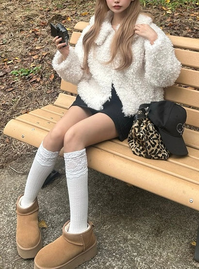日本直送 [預購] 軟綿綿☁️·帶領毛毛外套 ◍ 2色入