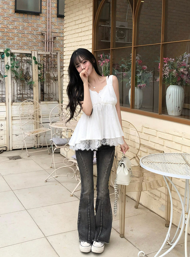 日本直送 [預購] 拼接蕾絲屬次感背心 ◍ 3色入