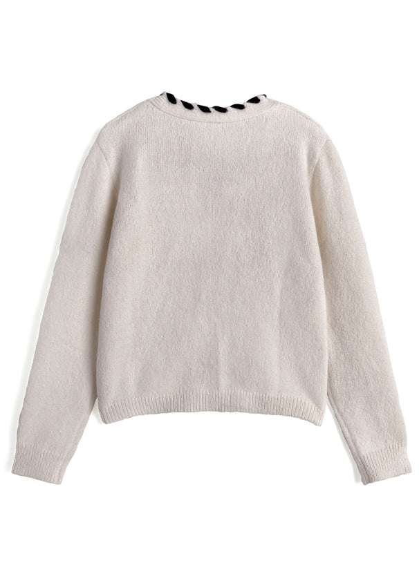 日本直送 [預購]  Wool 8% 拼色編織蝴蝶౨ৎ柔軟針織外套 ◍ 2色入