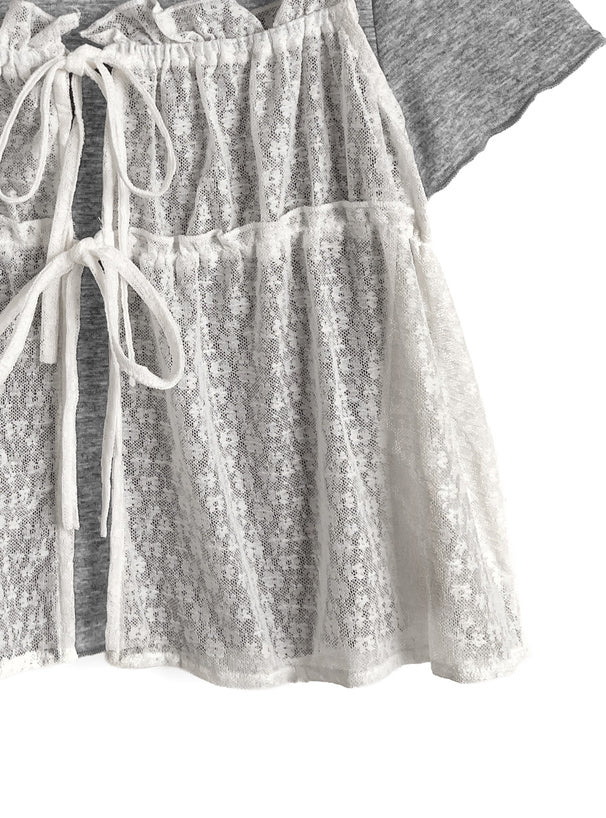 日本直送 [預購] 一套2件 ⇉ 碎花蝴蝶౨ৎ 背心➕Ruffle領口上衣