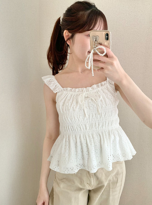 日本直送 [預購] 花花·Ruffle肩邊背心 ◍ 3色入