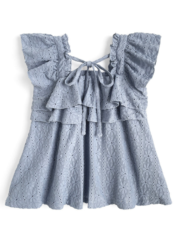 日本直送 [預購 - 日本7月下旬發貨] 花花壓花·Ruffle邊上衣 ◍ 2色入