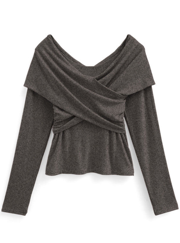 日本直送 [預購] 顯瘦瘦·交叉領口針織上衣 ◍ 3色入