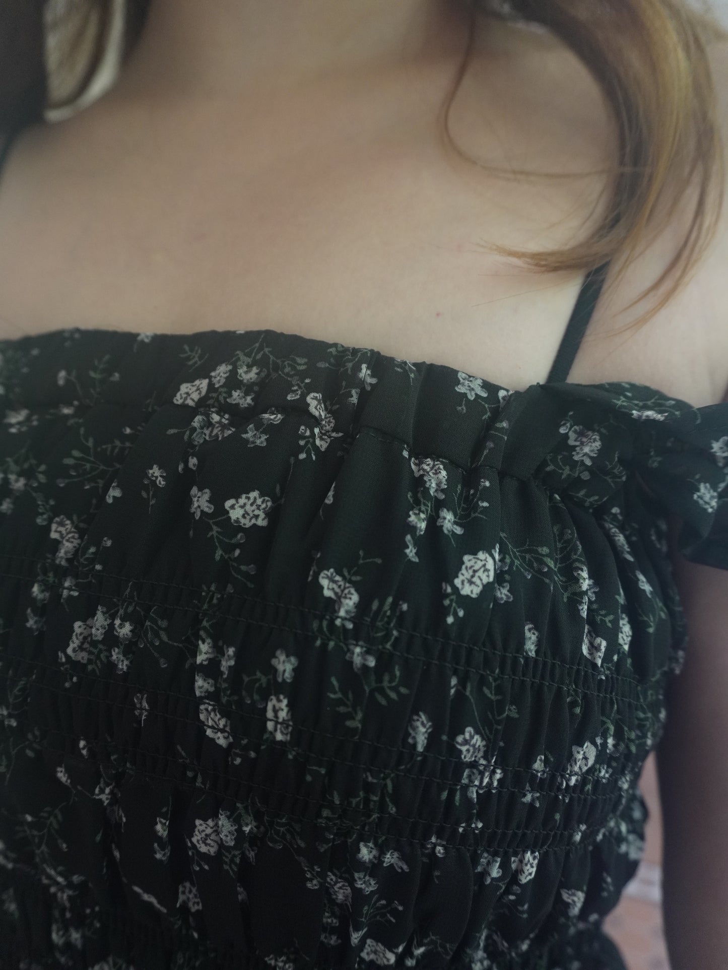 日本直送 [預購] 輕盈雪紡·碎花吊帶裙 (黑 ブラック)