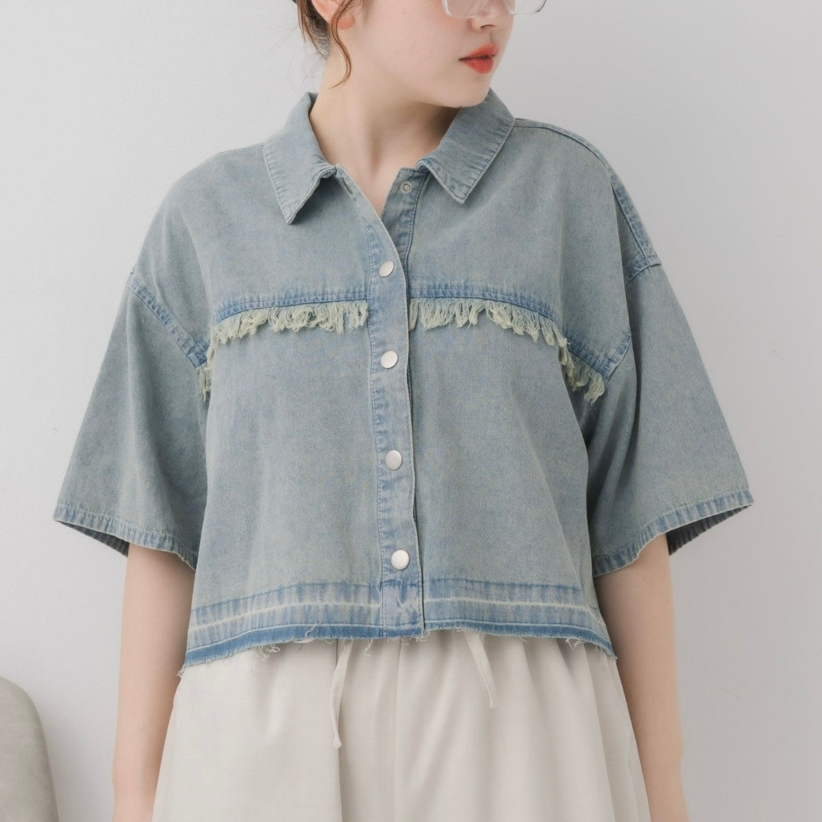 日本直送 [預購] 前後流蘇·牛仔恤衫 ◍ 2色入