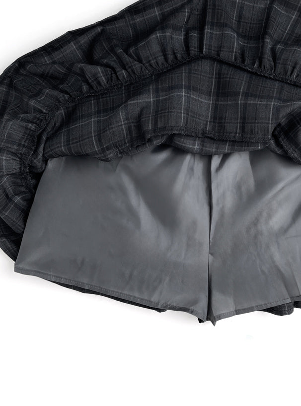 日本直送 [預購] 一套2件setup ⇉ 格仔拼接恤衫➕蛋糕短裙