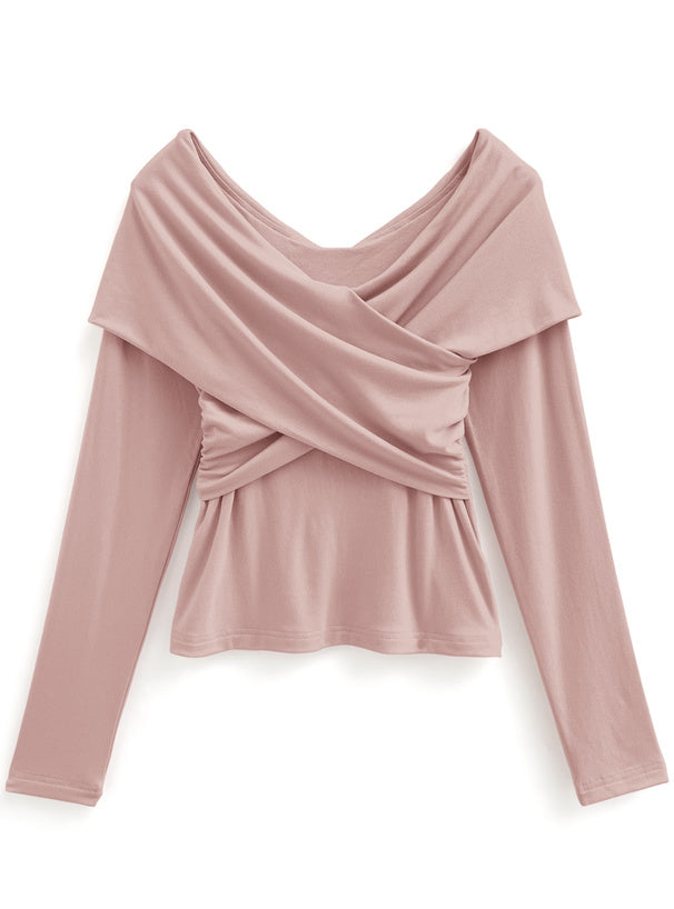 日本直送 [預購] 顯瘦瘦·交叉領口針織上衣 ◍ 3色入