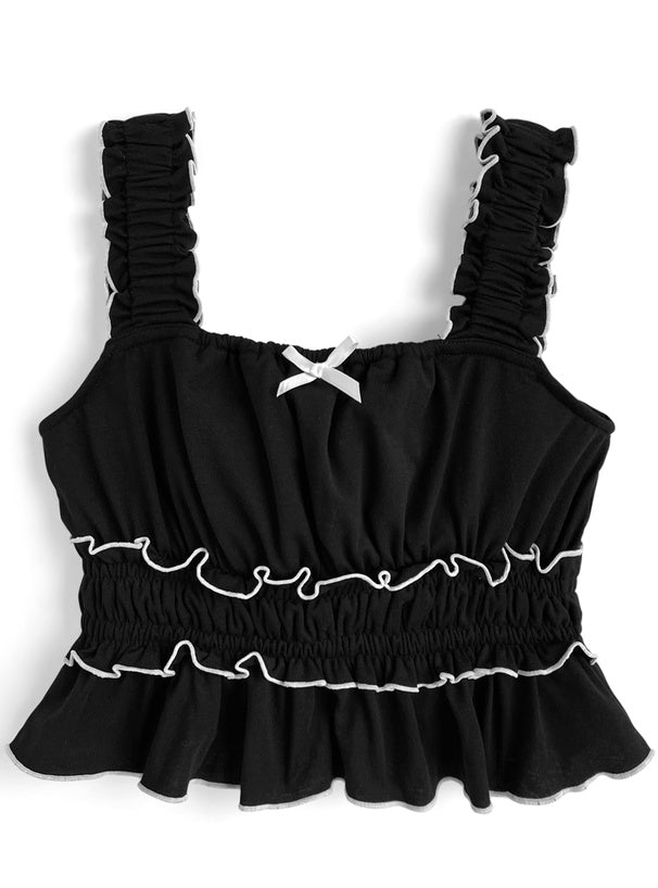 日本直送 [預購] 木耳邊·帶蝴蝶結౨ৎ背心 ◍ 2色入