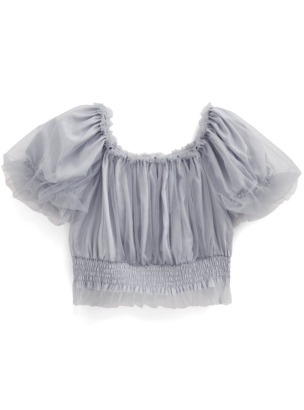 日本直送 [預購] 泡泡袖·方領紗紗上衣 ◍ 4色入