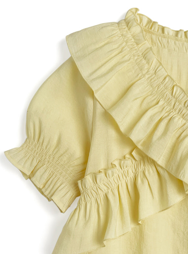 日本直送 [預購] 交叉皺褶Ruffle邊上衣 ◍ 3色入