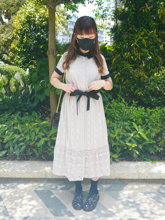 日本直送 [現貨/預購] 連腰帶．Floral Lace 連身裙 ◍ 2色入