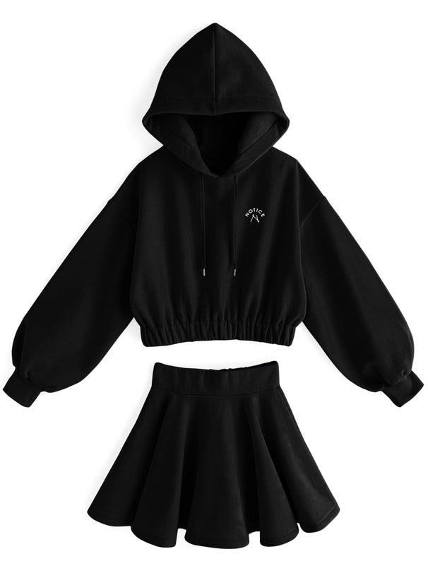 日本直送 [預購] 一套2件setup ⇉ 短cutting hoodie + 裙仔 ◍ 3色入