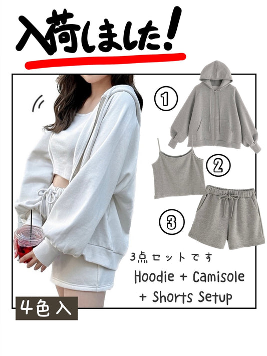 日本直送  [預購] 一套3件Setup⇉  外套+背心+短褲 ◍ 4色入