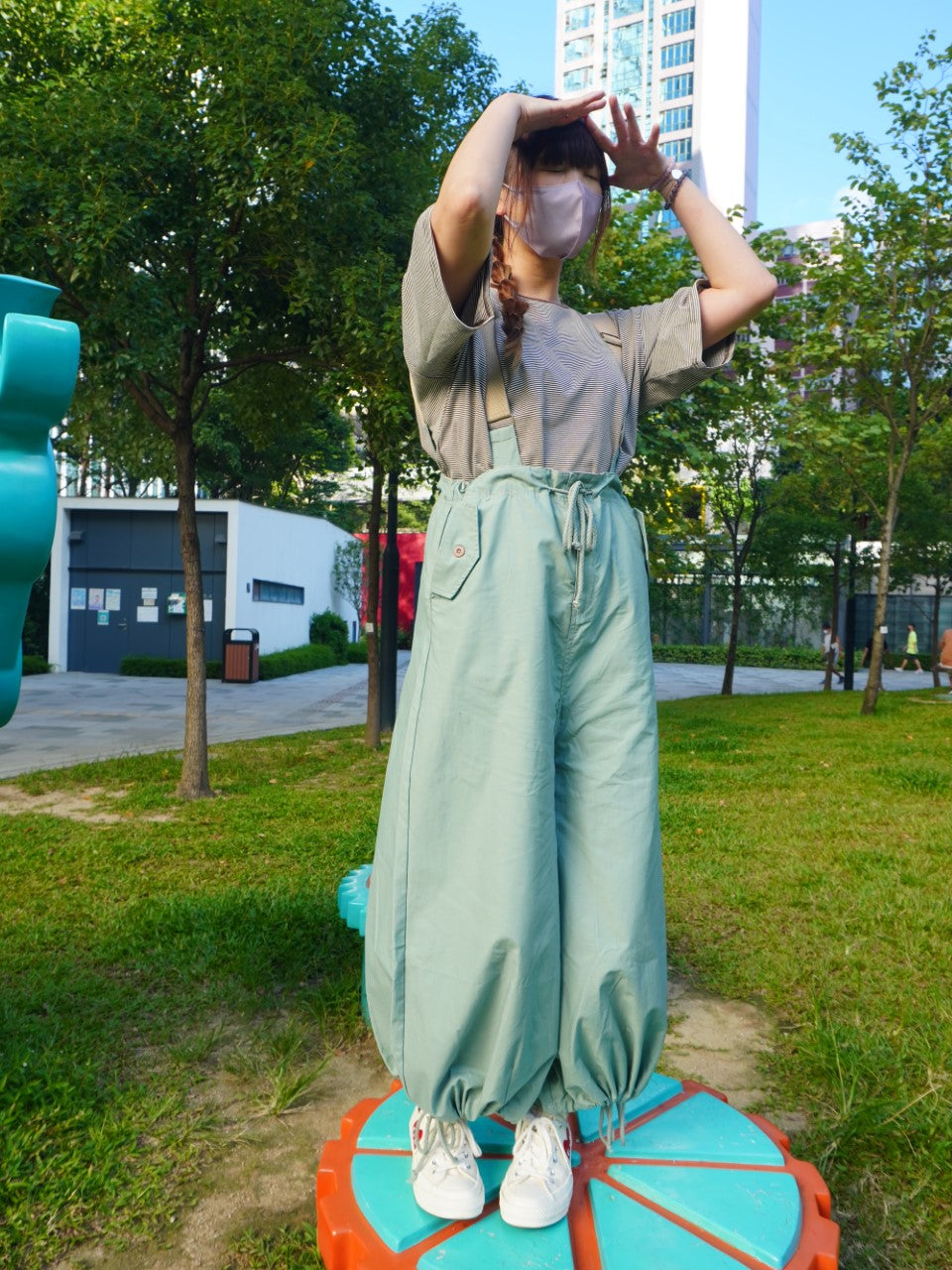 日本直送 [現貨] Balloon🎈泡泡吊帶褲 (藍綠色)
