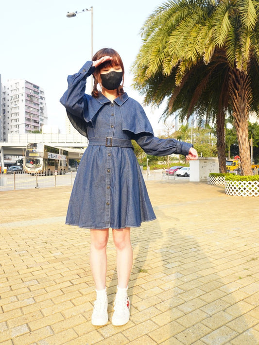 日本直送 [預購] 100% Cotton☁️ 配領子牛仔裙